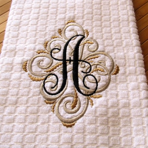 Ornamental Elegant swirl and curl one letter Monogram whole set A-Z machine embroidery designs for hoop 4x4, 5x7, towel pillow wedding gift