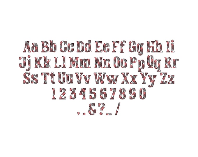 MINI Buffalo plaid Tartan Gingham Font light sketch outline machine embroidery designs alphabet letters  0.8, 1, 1.1, 1.5, 2, 2.5 in