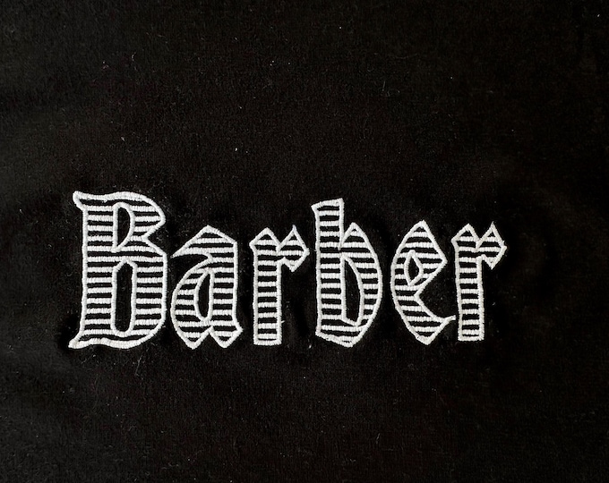 Striped Barber Old fashioned English Font satin stitch Gothic monogram alphabet monogram machine embroidery designs sizes 2 up to 6 inch BX