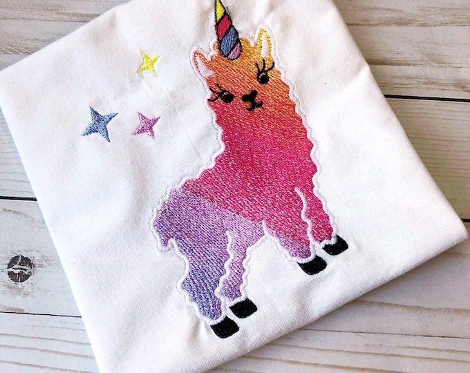Llamacorn fill stitch gradient llama unicorn rainbow colors iridescent machine embroidery designs assorted sizes 4x4, 5x7 INSTANT DOWNLOAD