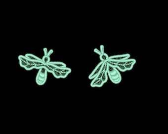 Mini little small wonderland firefly glow, glowing fireflies lace FSL and Glow in the dark special designed machine embroidery design