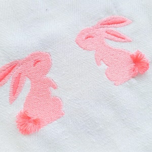 Fringed Fluffy tail Easter Bunnies Two Bunny mini machine embroidery designs fringe in the hoop ITH project cute bunny rabbit kids design