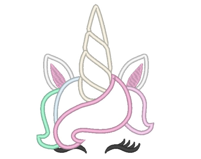 Unicorn head unicorn face, simply  - machine embroidery designs applique Rainbow unicorn embroidery Rainbow unicorn eyes