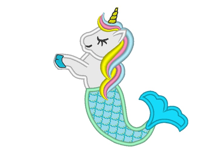 Unicorn Mermaid Mermicorn Cute T-Shirt applique machine embroidery designs for hoop 4x4, 5x7 sweet embroidery design for girls kids children