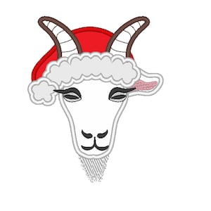 Goat face, Goat  head, Christmas, Christmas hat, Farm Goat applique, little  cute farm theme machine embroidery applique designs
