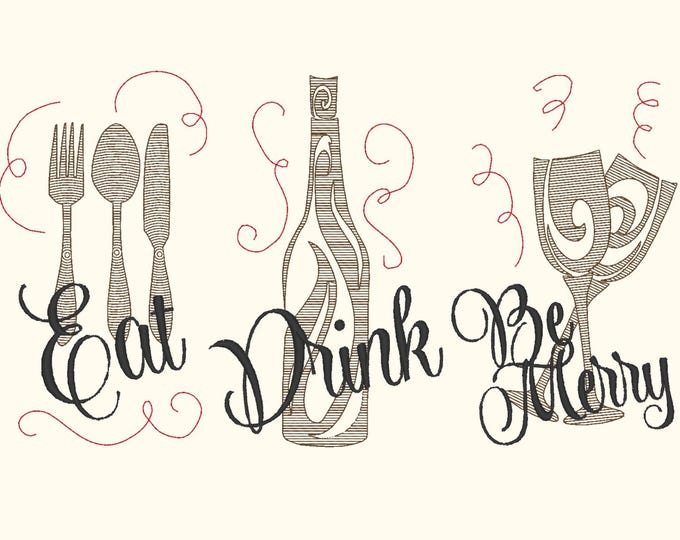 Christmas.. wine.. wishes... quotes... awesome kitchen dish towel decoration unique Set of 3 machine embroidery designs for hoop 4x4 and 5x7