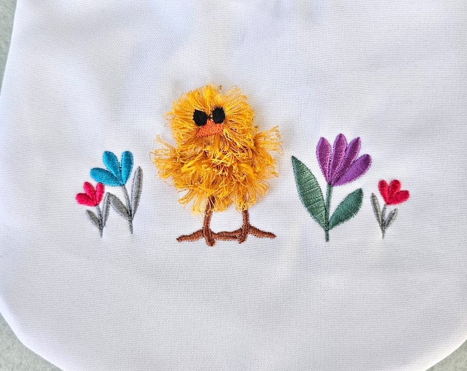 Smaller Floral border row hidden Chick fringed machine embroidery designs baby gown Christ flower stem stitch grass fluffy chicken baby
