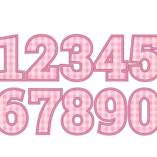 Bold block wide satin stitch Numbers, birthday number Applique machine embroidery designs multiple sizes 2, 3, 4, 5, 6, 7 inches BX included