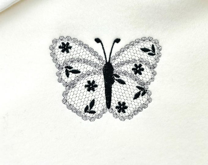 Cute Floral Butterfly lace effect wings girly summer machine embroidery designs sizes for hoop 4x4  5x7  6x10  8x8 kids baby girls design