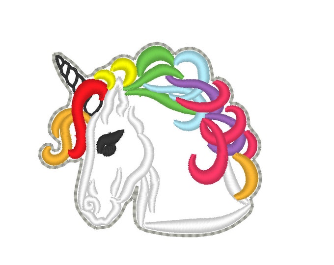 Rainbow pony head outline Key fob feltie - machine embroidery, key fob, feltie, mini embroidery design