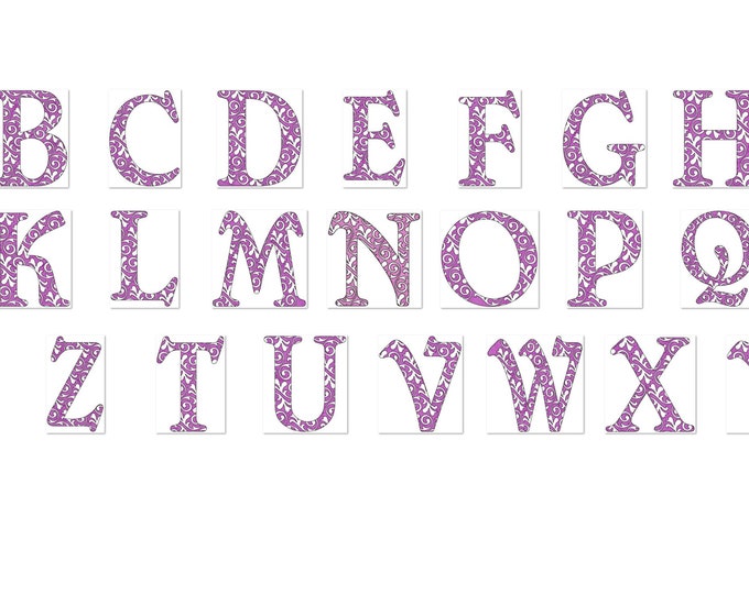 Frozen curl swirl whole alphabet garden flag monogram lace block Font machine embroidery designs lacy print assorted sizes 4, 5, 6, 7, 8in