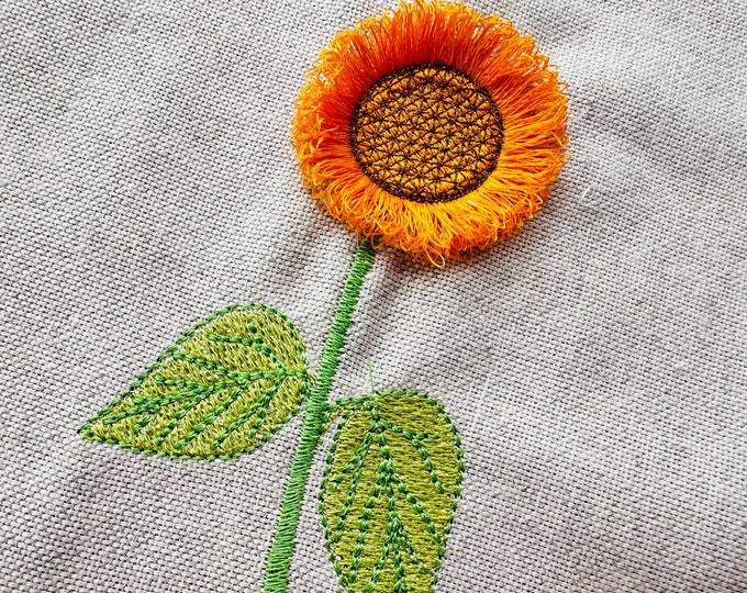 Sunflower Fringed Flower Stem Fluffy Fringe sunflower in 4 Sizes Embroidery Files machine embroidery designs download single Sunflower fuzzy