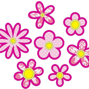Flowers for Summer beautiful flower applique collection SET of 7 different types multiple sizes floral applique machine embroidery designs