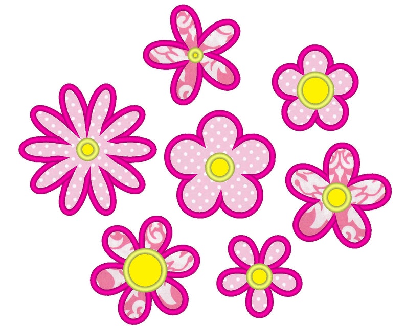 Flowers for Summer beautiful flower applique collection SET of 7 different types multiple sizes floral applique machine embroidery designs by Artapli embroidery format PES HUS JEf EXP DST VIP VP3 XXX instant download