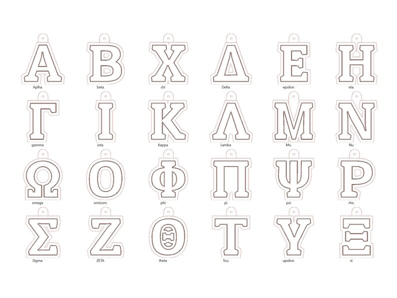 Greek Alphabet Puffy Foam Eyelet and Key Fob Snap Tab Monogram Letters ...