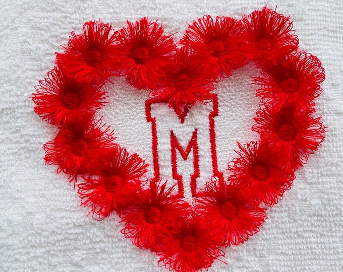 Pom Poms Fluffy Valentine heart pompoms awesome hearts Fringed fluffy Heart fringe ITH in the hoop machine embroidery design  3 up to 5"