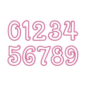 Girly with wide satin stitch Birthday Numbers Applique kids outfit monogram Number machine embroidery designs many sizes 2, 3, 4, 5, 6 inch