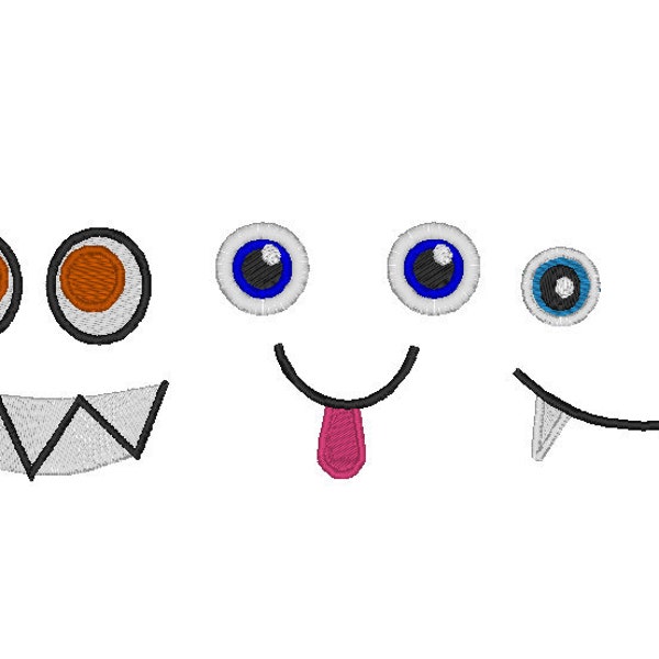 Your Monster Toy eyes machine embroidery designs SET of 3 types for hoop 4x4 kids doll making soft doll toy face smiling smile mouth