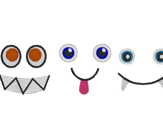 Your Monster Toy eyes machine embroidery designs SET of 3 types for hoop 4x4 kids doll making soft doll toy face smiling smile mouth