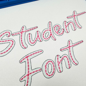 Quick light stitch Sketch embroidery Font bean stitch on top hand stitch font with outline two outlined hand font machine embroidery design