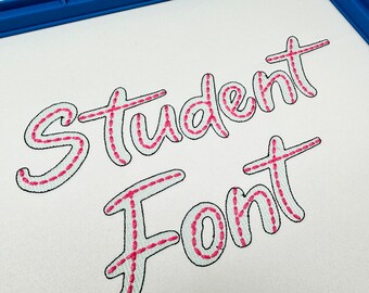 Quick light stitch Sketch embroidery Font bean stitch on top hand stitch font with outline two outlined hand font machine embroidery design