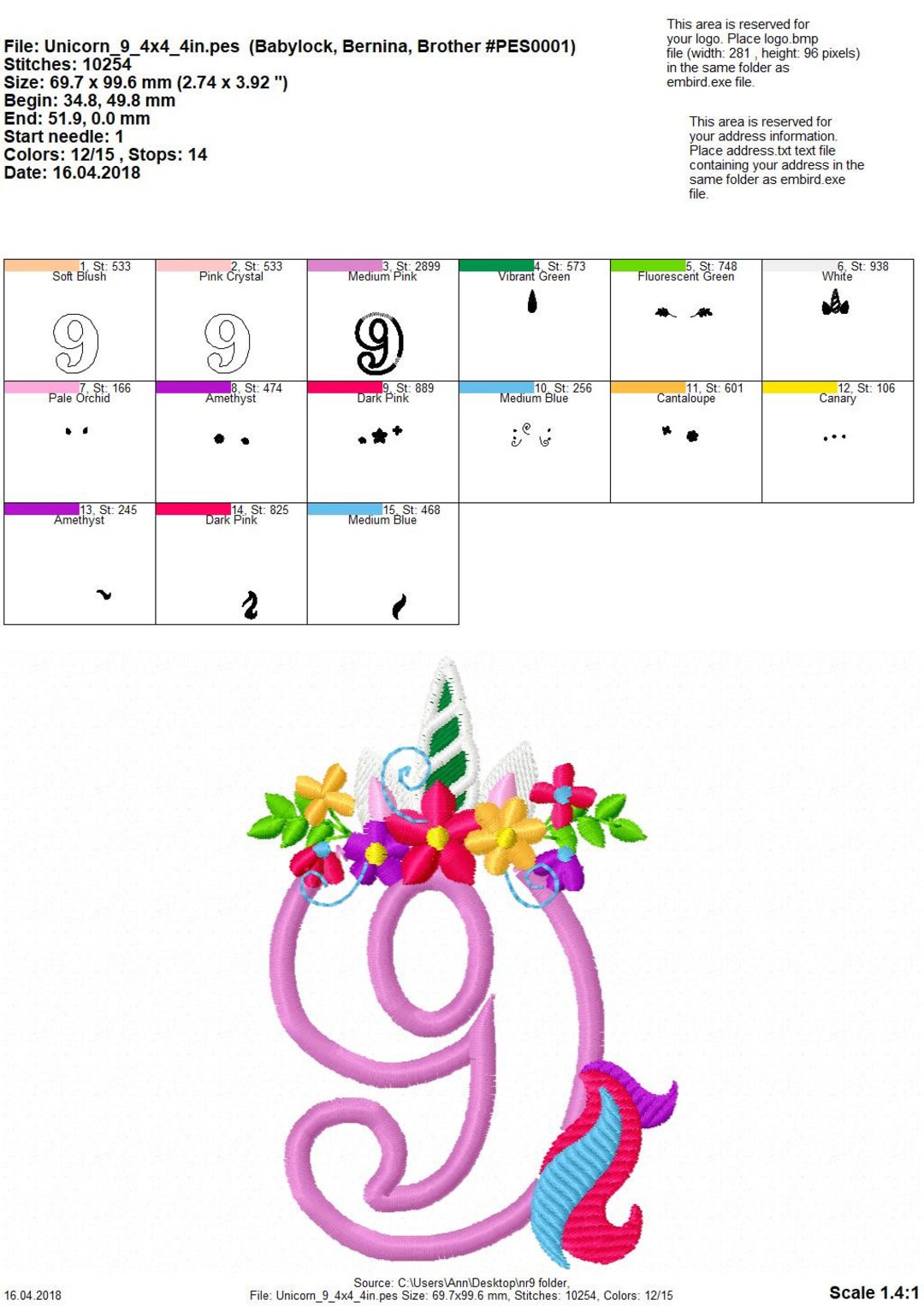 Unicorn Number Nine 9 With Flowers Crown , Unicorn Tail Birthday Number ...