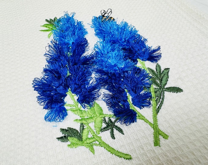 Bluebonnet fringe flowers machine embroidery designs Bluebonnet Texas Fringed Flower Stem Fluffy wild floral field Machine Embroidery File