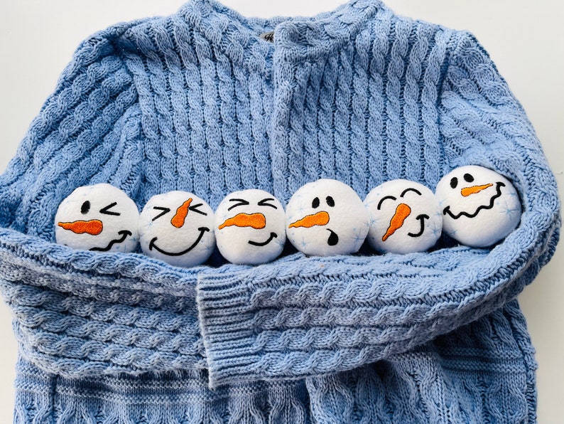 Snowball for playing snow fight SET of 6 ITH In The Hoop Machine Embroidery designs in one step super simply ITH Christmas kids plushie ball with carrot nose by Artapli embroidery formats PES HUS JEF EXP DST VIP VP3 XXX instant download