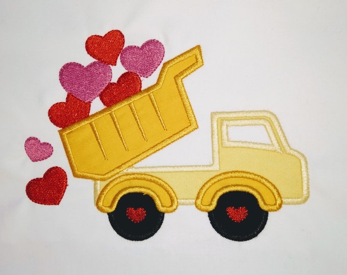 Valentine day truck with hearts Truck with Falling Hearts Design love hearts, machine embroidery applique design, boy valentine 4x4 5x7 6x10