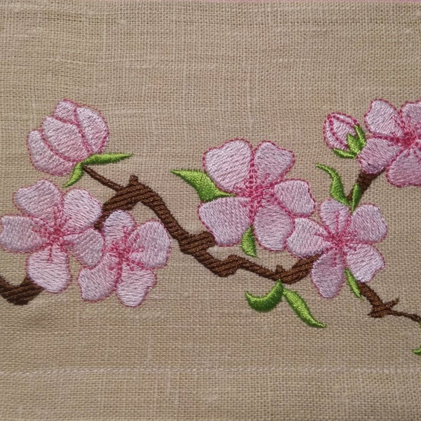 Kirschblüten-Sakura-Blumen, Maschinenstickmotive, SET, schillernd, 2 Farben, tolle Blumenkollektion, verschiedene Größen, Rahmen 4 x 4 und 5 x 7