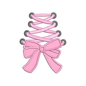 Curated visual reference: Visual Reference: Girly Lace Up Bow Applique Machine Embroidery Designs Lacing Bow