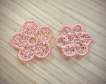 Mini delicate lace Flower 2 types FSL freestanding lace machine embroidery designs girls floral lace daisy mini micro sizes 1.2 up to 2 inch