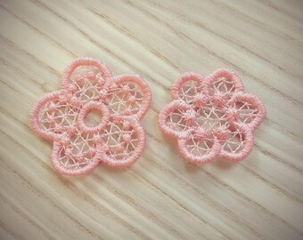 Mini delicate lace flowers 2 types, FSL flower mini free standing lace machine embroidery designs hoop 4x4 assorted sizes floral lace daisy