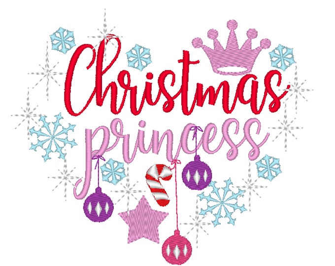 Christmas Princess - machine embroidery designs - 4x4 5x7 6x10 Santa, Believe, magic, wonderful, Warm winter wishes, Merry Christmas