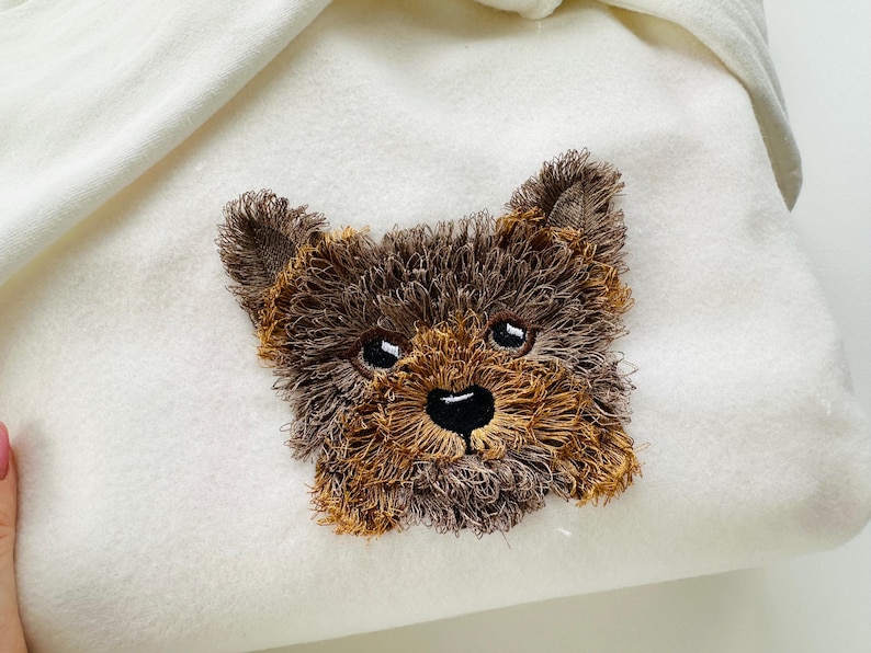 Fringed Fluffy little Puppy Yorkshire Terrier face pet dog head fur chenille  machine embroidery designs sizes 2.5 up to 3.8 inches Yorkie by Artapli embroidery file format PES HUS JEF EXP DST VIP VP3 XXX instant download