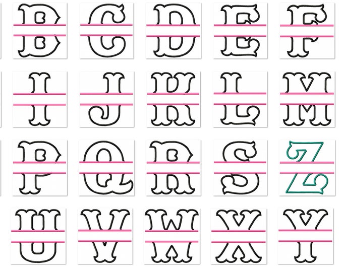 Split Font machine embroidery applique Designs, Monogram Set mini font and split alphabet 3, 4, 5, 6, 7, 8 inches banner flag garden home