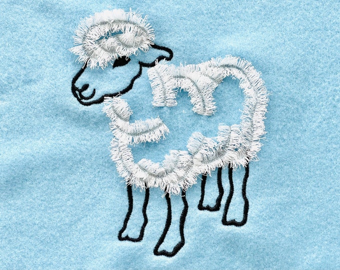 Fluffy realistic Fringed Sheep chenille sheep lamb machine embroidery designs awesome fringe fur little sheep kids fringe in the hoop ITH