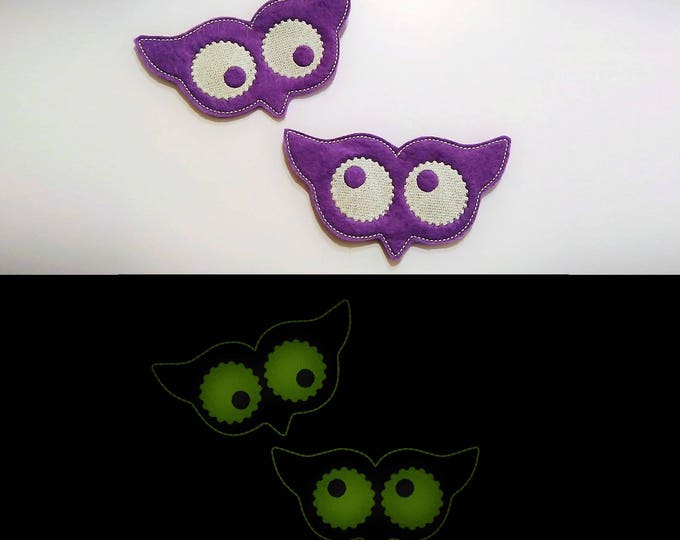 Simply in the hoop owl eyes Halloween mask, children playing face mask design, Glow in the dark special machine embroidery design 4x4, 5x7