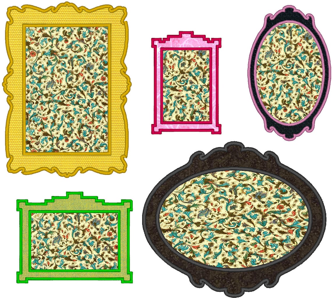 FRAMES Machine Embroidery Applique Designs Set of 5 Single Etsy