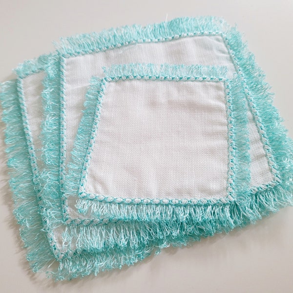 Fringed edge Napkins napkin doily coaster in assorted sizes ITH in the hoop easy machine embroidery designs for your sweet home kitchen