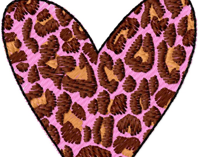Leopard heart machine embroidery designs 4x4 5x7 8x8 INSTANT DOWNLOAD