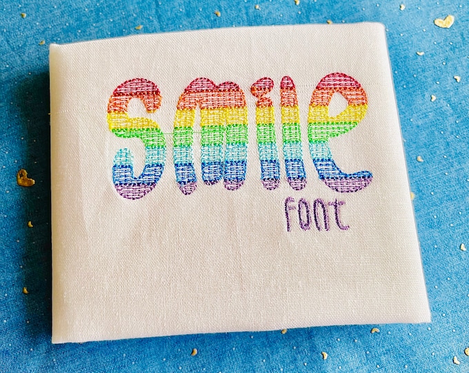 Rainbow colorful Quick Sketch Fill Bean Stitch Font machine embroidery designs in assorted mini sizes, kids alphabet monogram name letters