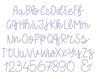 Satin stitch  Line FONT machine embroidery designs in assorted mini sizes handwritten script alphabet letters kids name BX included
