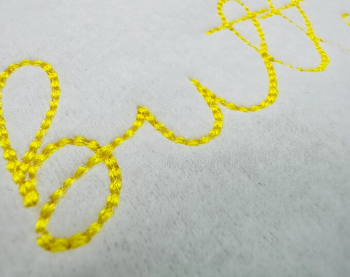 Handwritten script sizes 0.8 up to 2.2 inch font Buttercup Alphabet Monogram Raised bean stitch kids baby machine embroidery designs