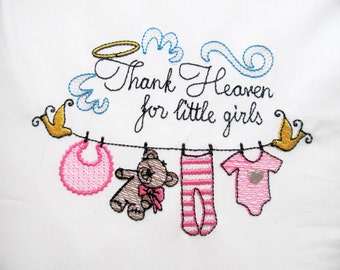 Thank Heaven for little girls, sketch stitch embroidery designs  4x4, 5x7, 6x10 INSTANT DOWNLOAD