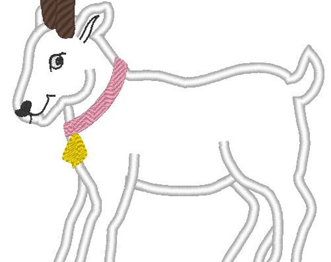 Goat with horns and without applique and mini fill stitch - machine embroidery designs 4x4, 5 x 7 and 6 x 10  INSTANT DOWNLOAD