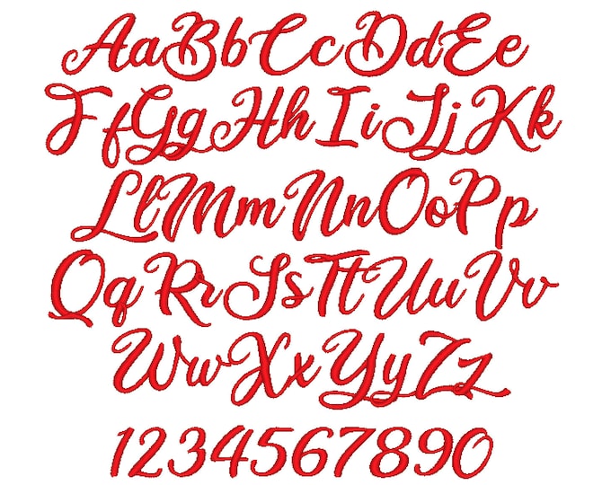 Classy Handwriting Satin curly Cute Font machine embroidery designs, monogram, alphabet, letters INSTANT DOWNLOAD assorted sizes