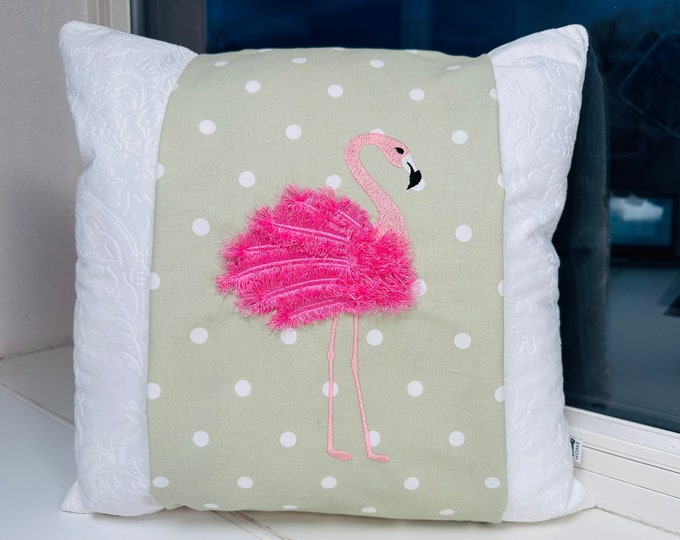 Big Fringed feathers fluffy Flamingo pink bird machine embroidery designs for hoop 5x7 and 6x10 fur fringe ITH in the hoop awesome flamingo