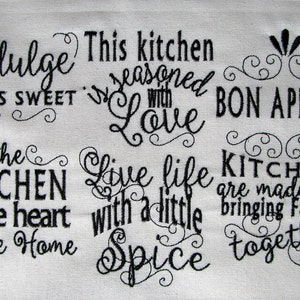 Kitchen lovely quotes sayings - machine embroidery designs for hoop 4x4 and 5x7 - kitchen dish towel embroidery collection INSTANT DOWNLOAD by Artapli embroidery formats PES HUS JEF EXP DST VIP VP3 XXX