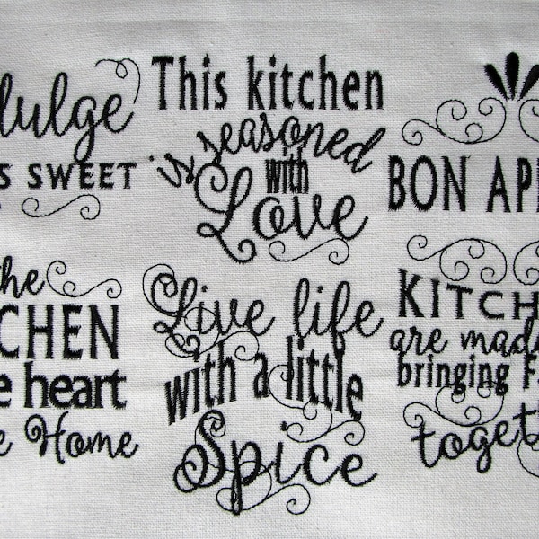 Kitchen lovely quotes - machine embroidery designs for hoop 4x4 and 5x7 - kitchen dish towel embroidery collection INSTANT DOWNLOAD